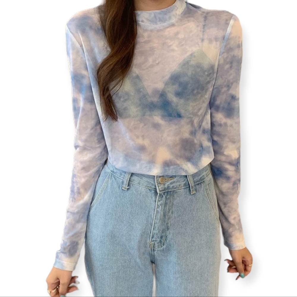 Tie Dye Mesh Crop Top